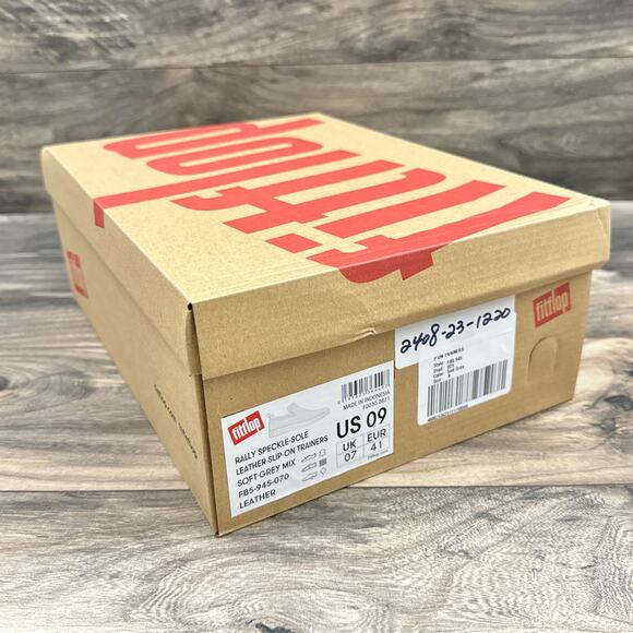 FITFLOP 9 Leather Rally Speckle Sole Slip On Trainers Skate Sneakers Soft Grey - Picture 11 of 11